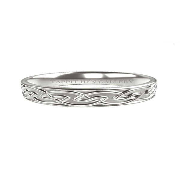 Narrow Edinburgh Celtic Knot work Wedding Ring in Platinum