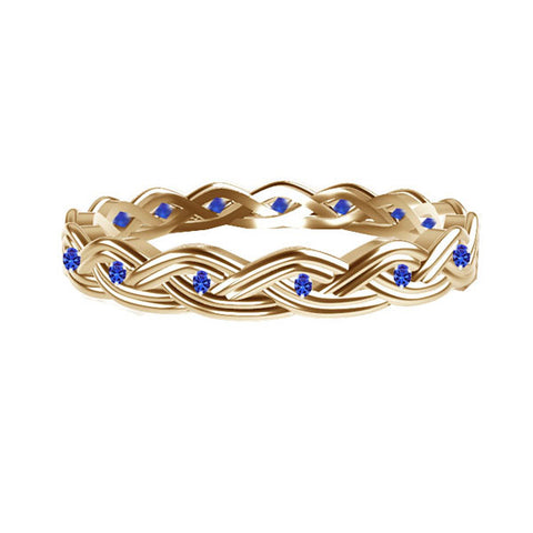 ROYAL CELTIC TWIST PAVE SAPPHIRE ENGAGEMENT RING IN YELLOW GOLD