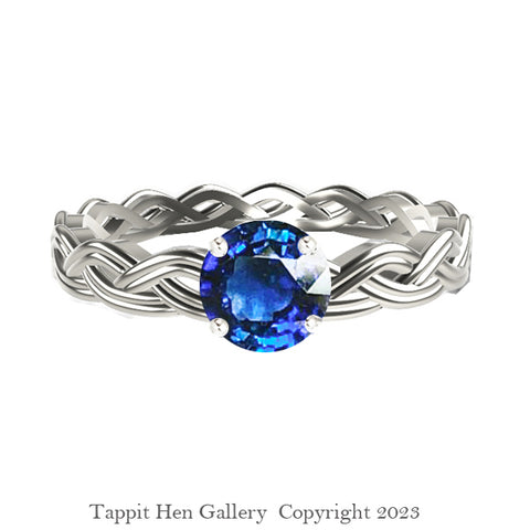 ROYAL CELTIC TWIST SAPPHIRE ENGAGEMENT RING IN WHITE GOLD