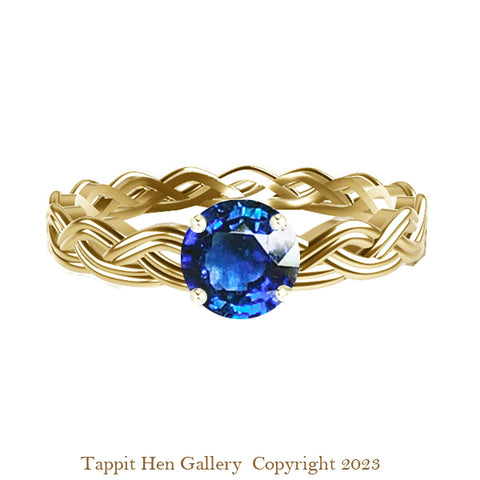 ROYAL CELTIC TWIST SAPPHIRE ENGAGEMENT RING IN YELLOW GOLD
