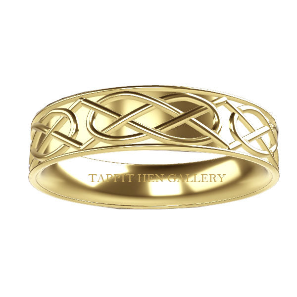 Scottish Celtic Panel Wedding Ring in 9ct Yellow Gold