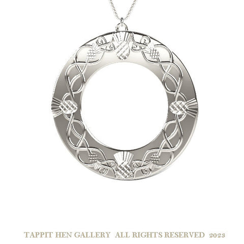 SCOTTISH THISTLE EDINBURGH CELTIC NECKLACE IN 9CT WHITE GOLD