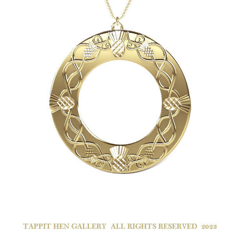Scottish Thistle Edinburgh Celtic Necklace in 9ct Yellow Gold