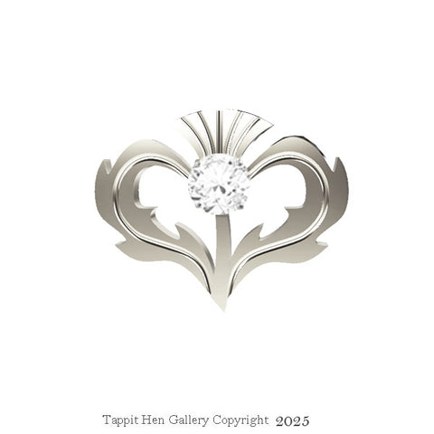 Edinburgh Wild Thistle Brooch in Silver with Lab Grown Diamond