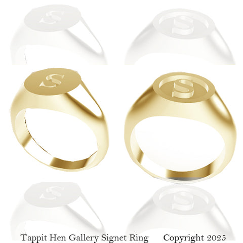 Traditional Initial Signet Ring in 9ct yellow Gold