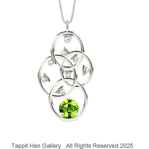 Thistle Diamond Peridot Necklace in Sterling Silver