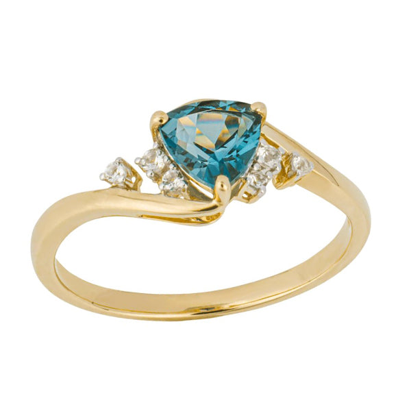 9ct yellow gold Blue Topaz & Diamond ring. 9ct yellow gold Blue Topaz & Diamond ring.