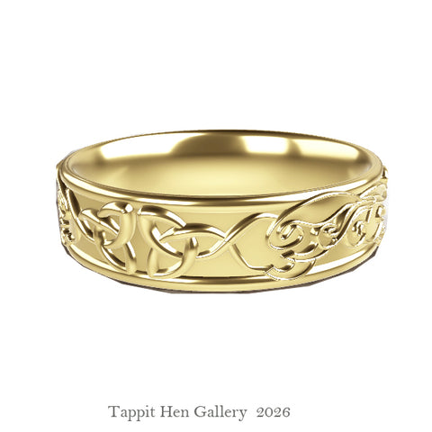 Edinburgh Waves Trinity Knot Wedding Ring in 9ct Yellow Gold