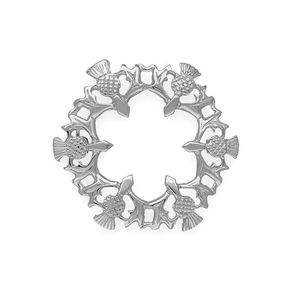Round Stylised Thistle Brooch in Sterling Sliver