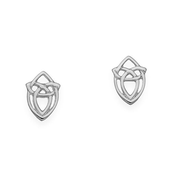 Celtic Trinity Knot Marquise Stud Earrings in Silver