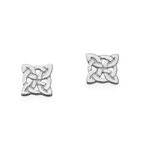 Celtic Knot Work Small Square Silver Stud Earrings