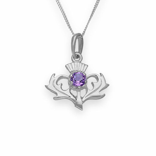 Amethyst Thistle Pendant In Silver