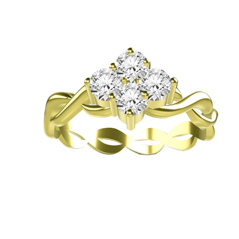 DIAMOND CLUSTER CELTIC TWIST ENGAGEMENT RING IN GOLD