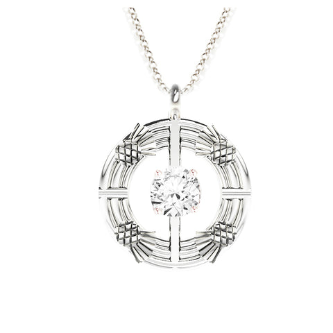 Double Torque Scottish Thistle Round Pendant