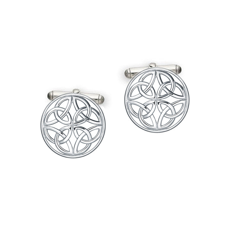 Circular Celtic Knot Cufflinks in Silver