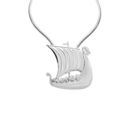 Viking Longship Pendant in Sterling Silver