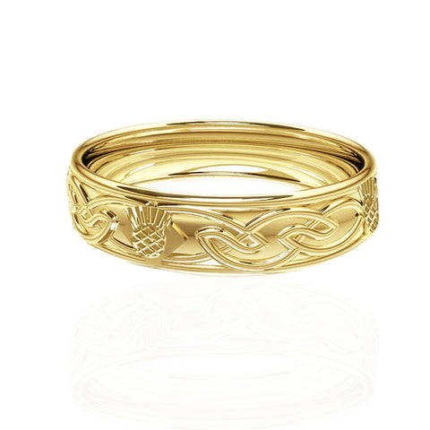Celtic Flow Scottish Thistle Wedding Ring
