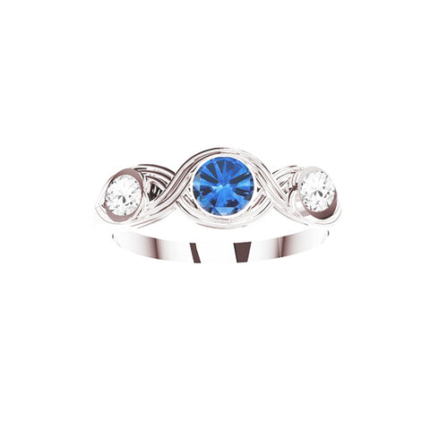 Infinity Flow Diamond Sapphire Engagement Ring