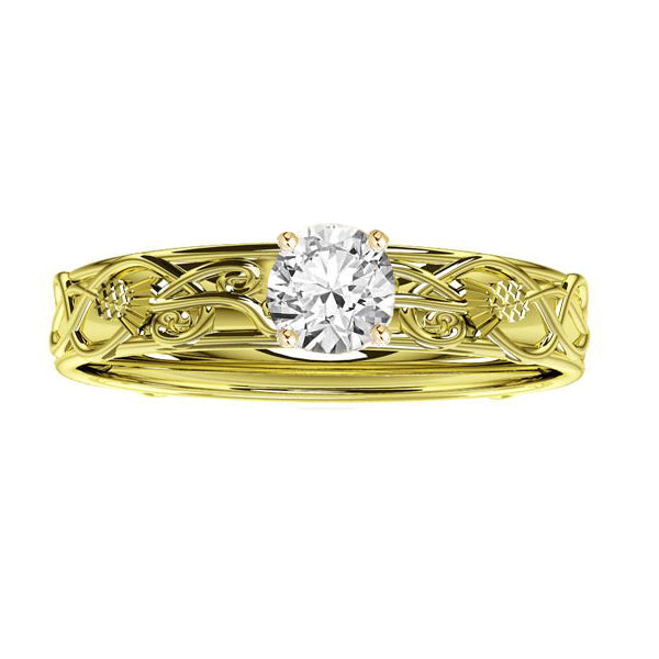 Scottish Thistle Edinburgh Celtic Diamond Engagement Ring