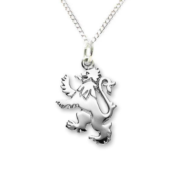 Small Lion Rampant Pendant in Sterling Silver