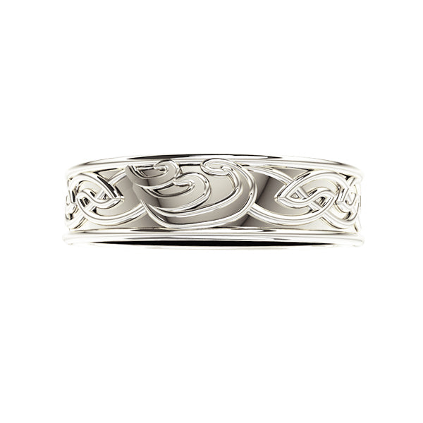 Edinburgh Celtic Waves Wedding Ring in white gold