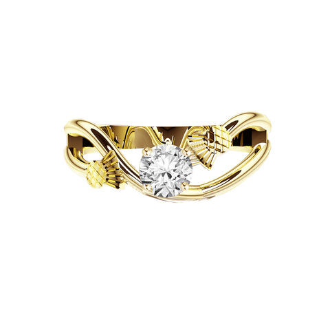 Scottish Thistle Sway Diamond Engagement Ring