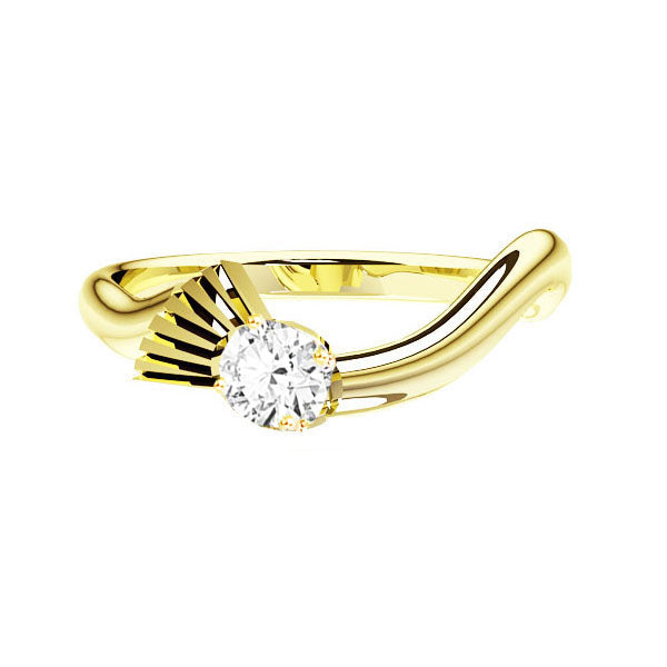 Flowing Scottish Thistle Diamond Engagement Ring in Yellow Gold
