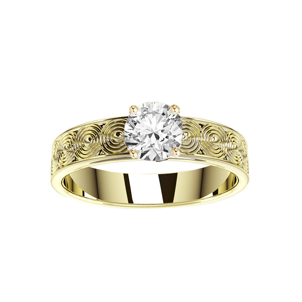 Edinburgh Spirals Diamond Engagement Ring in Yellow Gold