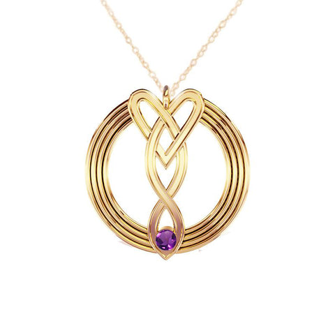 Celtic Infinity Heart Pendant with Amethyst