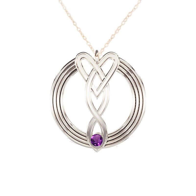 Celtic Infinity Heart Pendant with Amethyst