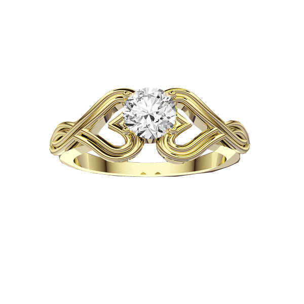 Infinity Heart Diamond Engagement Ring in Yellow Gold