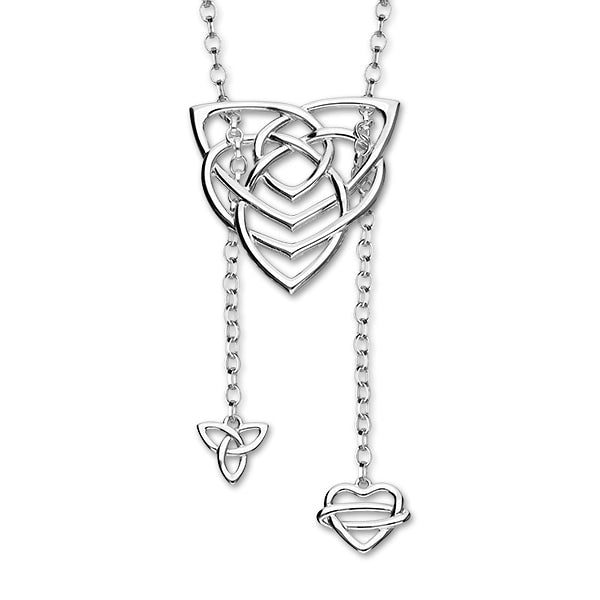 Celtic Trinity Heart large Drop Necklace