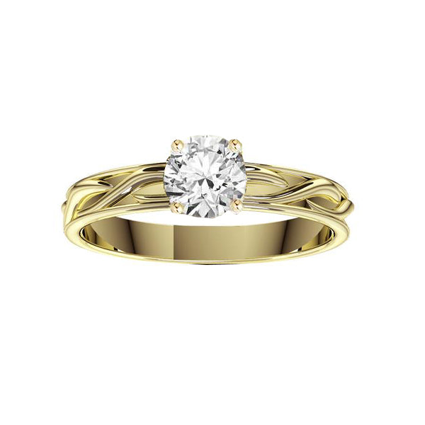 Narrow Celtic Twist Solid Engagement Ring in yellow gold