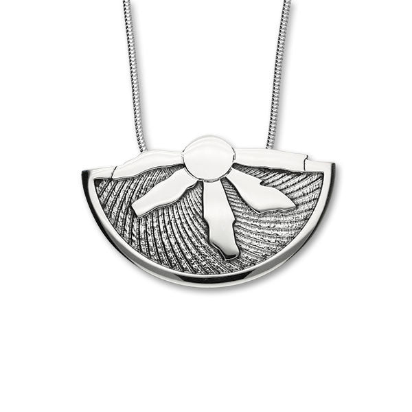 Ring of Brodgar Sterling Silver Oxidised Fan Pendant