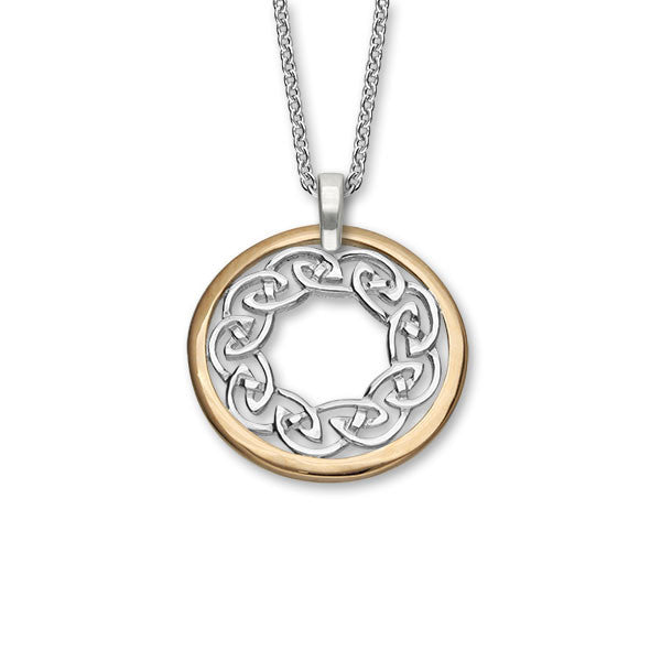 Large Celtic Knot Work Pendant in Silver and Rose Gold Mix