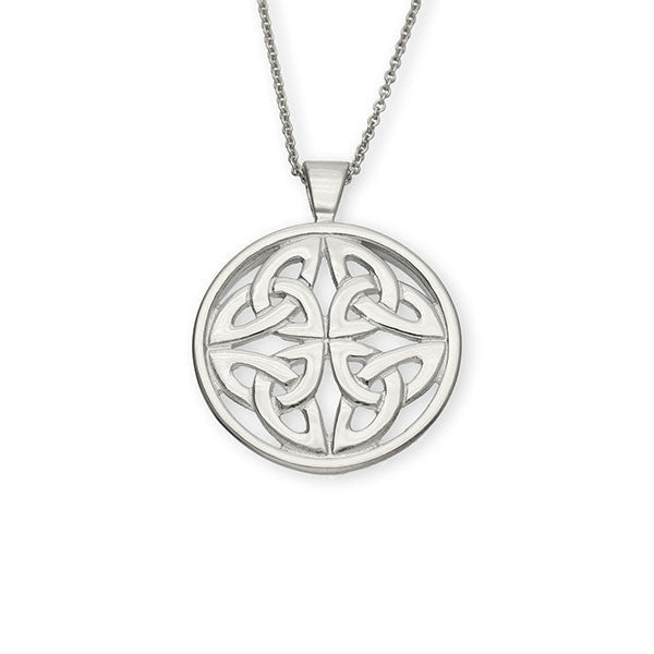 Four Trinity Celtic Knotwork Sterling Silver Round Pendant