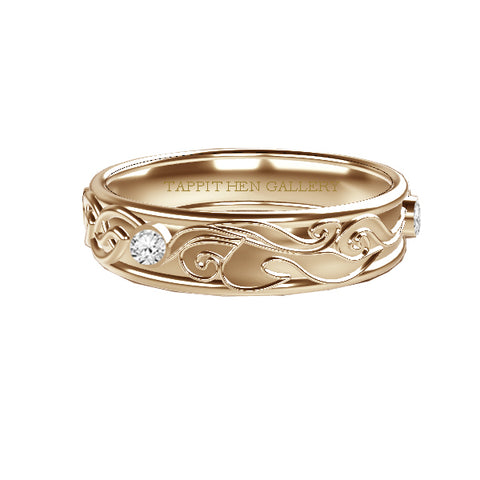 SCOTTISH CELTIC FLOW WAVES WEDDING RING WITH DIAMONDS