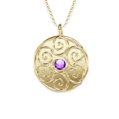 CELTIC SPIRALS PENDANT WITH AMETHYST