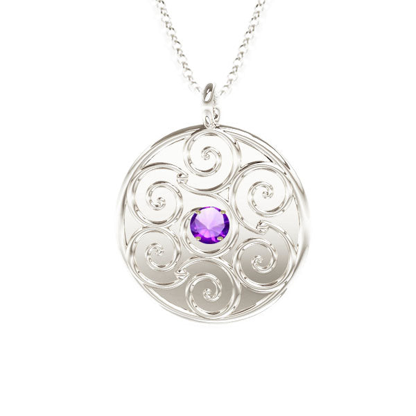 CELTIC SPIRALS PENDANT WITH AMETHYST