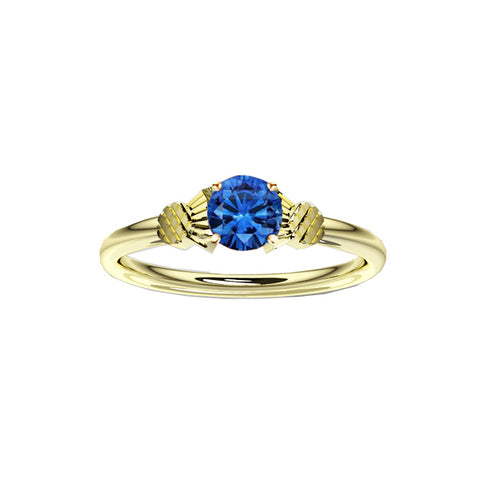 Dainty Scottish Thistle Ring with Sapphire