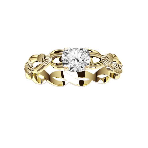 SCOTTISH THISTLE EDINBURGH CELTIC TWIST DIAMOND ENGAGEMENT RING IN WHITE GOLD
