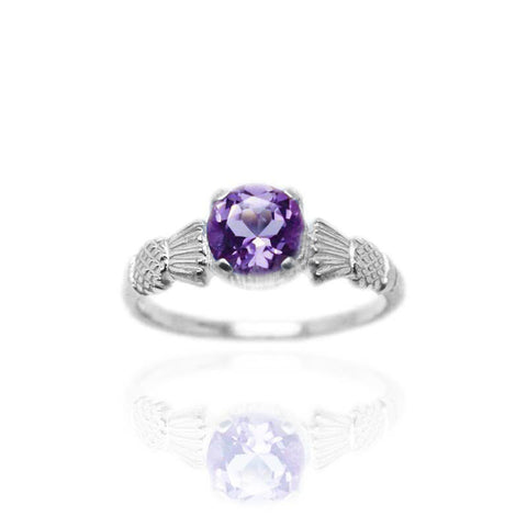 Amethyst Thistle Ring In Silver