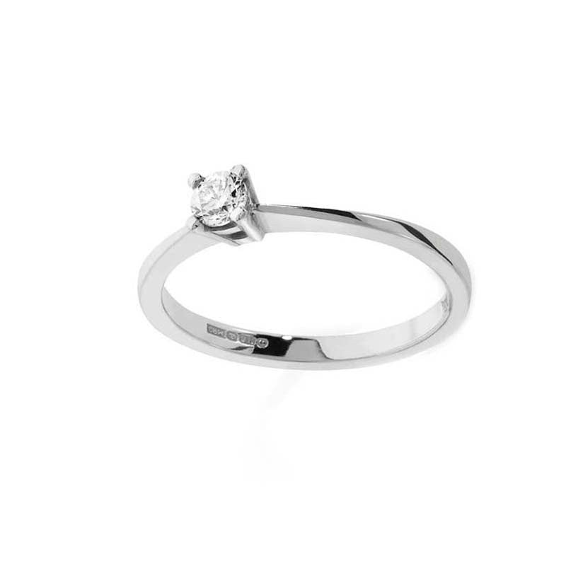 Claw Set Cz Traditional Silver Proposal Engagement Ring