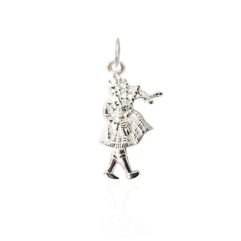 Bagpiper Charm in Silver