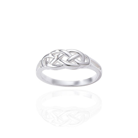 Sterling Silver Celtic Ring with Solid Silver Band
