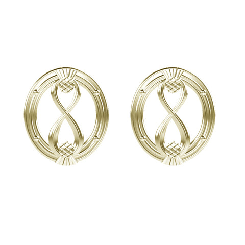 CELTIC INFINITY THISTLE OVAL STUD EARRINGS