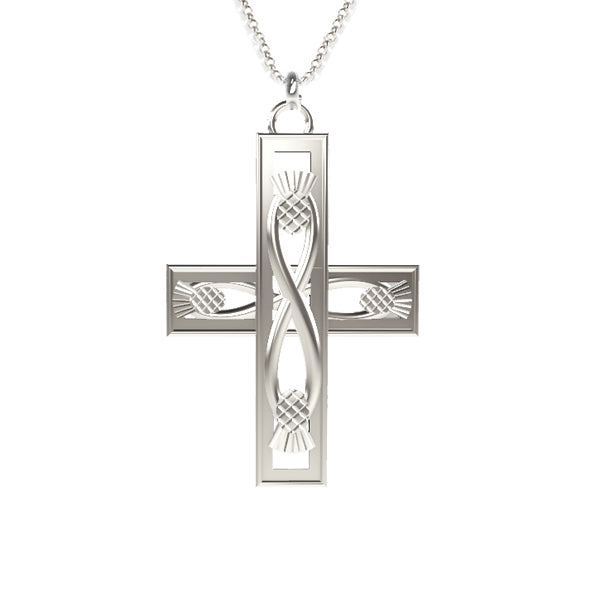 Celtic Infinity Thistle Cross Necklace