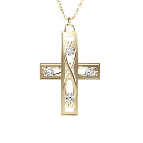 Celtic Infinity Thistle Cross Necklace with Diamonds