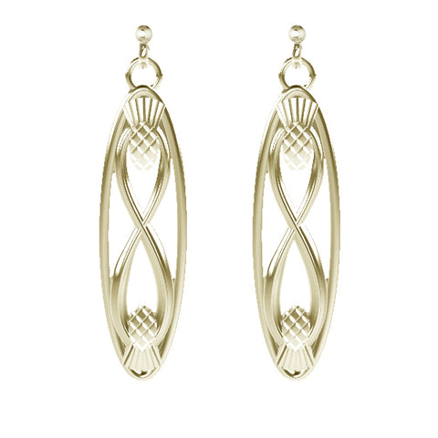 CELTIC INFINITY THISTLE LONG OVAL EARRINGS