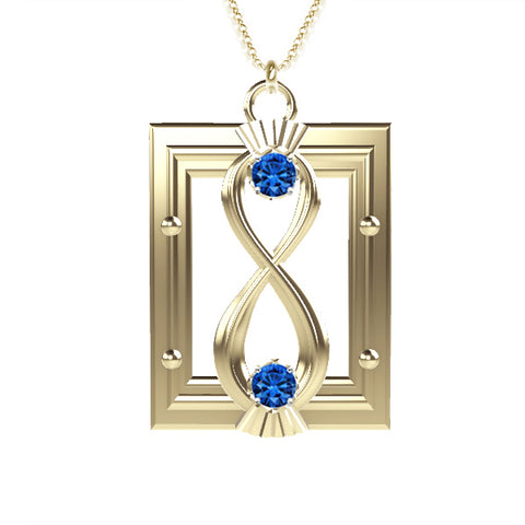 CELTIC INFINITY THISTLE LONG SQUARE SAPPHIRE NECKLACE